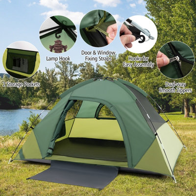 Costway 2-person Camping Tent Outdoor Portable Double-layer Tent w/ Removable Rain Fly - 8