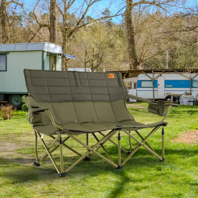 COSTWAY 2 Person Folding Camping Chair Portable Padded Outdoor