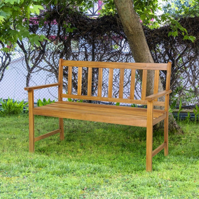 Costway 2-Person Outdoor Chair Garden Patio Wooden Loveseat Bench w/Armrests - 4