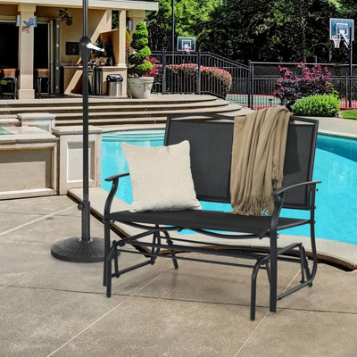 Costway 2-Person Patio Swing Glider Bench Outdoor Glider Loveseat Chair Garden - 3