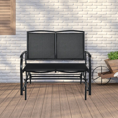 Costway 2-Person Patio Swing Glider Bench Outdoor Glider Loveseat Chair Garden - 4