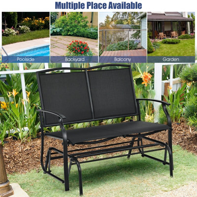 Costway 2-Person Patio Swing Glider Bench Outdoor Glider Loveseat Chair Garden - 5