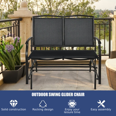 Costway 2-Person Patio Swing Glider Bench Outdoor Glider Loveseat