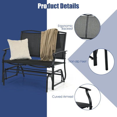 Costway 2-Person Patio Swing Glider Bench Outdoor Glider Loveseat Chair Garden - 7