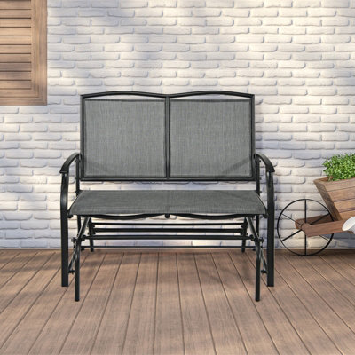 Costway 2-Person Patio Swing Glider Bench Outdoor Glider Loveseat Heavy-Duty Steel Frame - 3