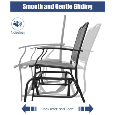 Costway 2-Person Patio Swing Glider Bench Outdoor Glider Loveseat Heavy-Duty Steel Frame - 4