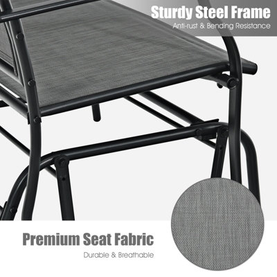 Costway 2-Person Patio Swing Glider Bench Outdoor Glider Loveseat Heavy-Duty Steel Frame - 5
