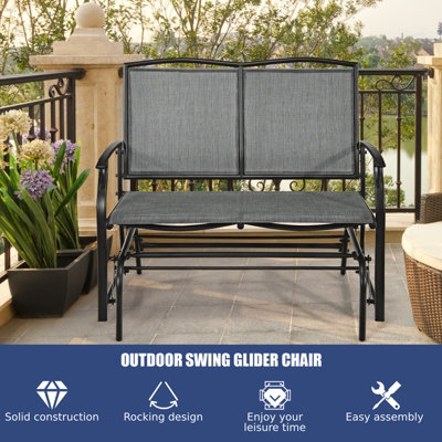 Costway 2-Person Patio Swing Glider Bench Outdoor Glider Loveseat Heavy-Duty Steel Frame - 7