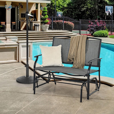 Costway 2-Person Patio Swing Glider Bench Outdoor Glider Loveseat Heavy-Duty Steel Frame - 9