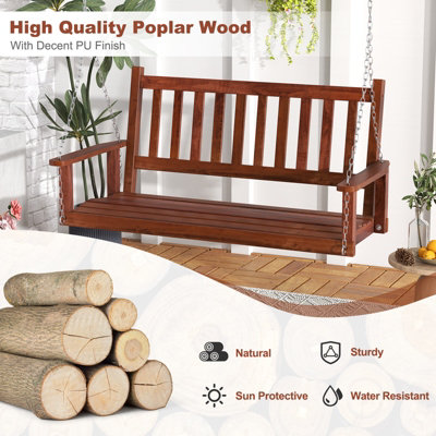 Weight Bench COSTWAY Acacia Wood Porch Swing 2-Person Outdoor