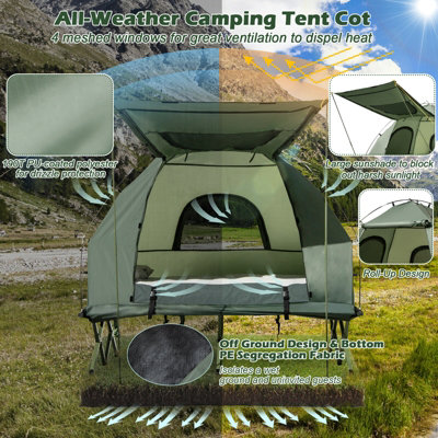Costway 2-Person Tent Cot Folding Camp Tent Outdoor Hiking Bed Air Mattress Sleeping Bag - 6