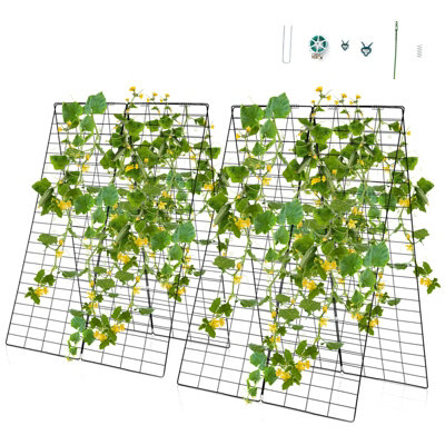 Costway 2-Piece Green Cucumber Garden Trellis A-Frame Grow Support for Climbing Plant