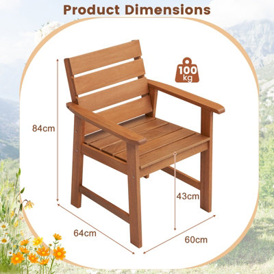 Costway 2 Piece Patio Hardwood Chairs Outdoor Garden Wood Dining Armchairs DIY at B Q
