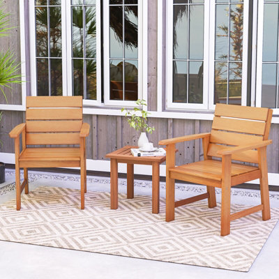 Costway 2 Piece Patio Hardwood Chairs Outdoor Garden Wood Dining Armchairs - 3