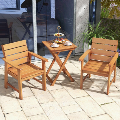 Costway 2 Piece Patio Hardwood Chairs Outdoor Garden Wood Dining Armchairs - 4