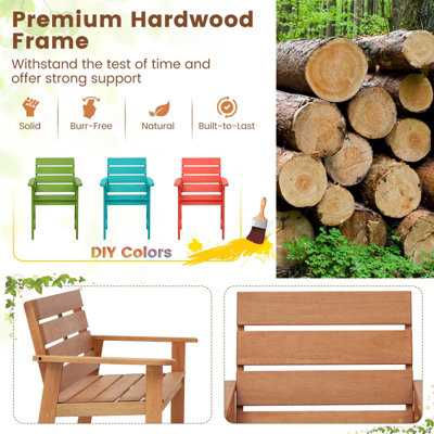 Costway 2 Piece Patio Hardwood Chairs Outdoor Garden Wood Dining Armchairs - 6