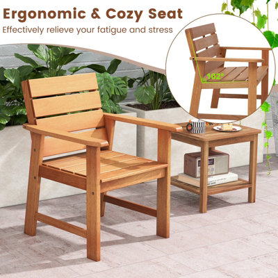 Costway 2 Piece Patio Hardwood Chairs Outdoor Garden Wood Dining Armchairs - 7