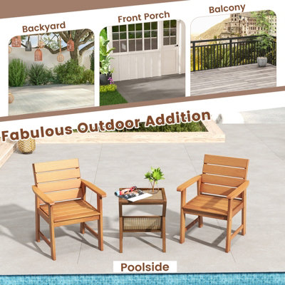 Costway 2 Piece Patio Hardwood Chairs Outdoor Garden Wood Dining Armchairs - 8
