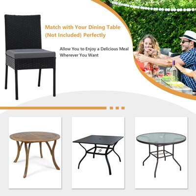 Costway 2-Piece Patio Wicker Chairs Garden Outdoor Dining Chair Set W/ Cushions - 3