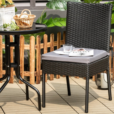 Costway 2-Piece Patio Wicker Chairs Garden Outdoor Dining Chair Set W/ Cushions - 8
