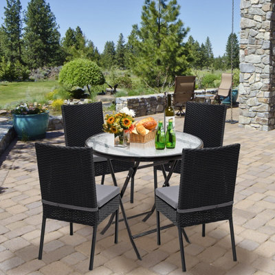 Costway 2-Piece Patio Wicker Chairs Garden Outdoor Dining Chair Set W/ Cushions - 9