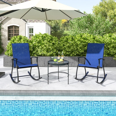 Costway 2 Pieces Outdoor Rocking Chairs Patio Cozy Rockers w/Breathable Backrest - 4