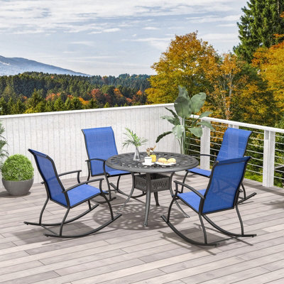 Costway 2 Pieces Outdoor Rocking Chairs Patio Cozy Rockers w/Breathable Backrest - 5