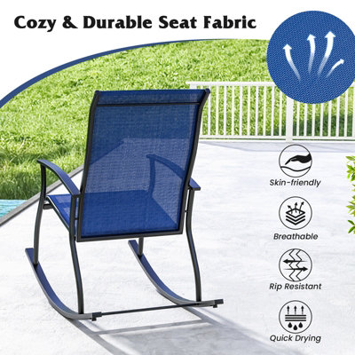 Costway 2 Pieces Outdoor Rocking Chairs Patio Cozy Rockers w/Breathable Backrest - 7