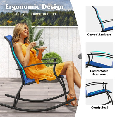 Costway 2 Pieces Outdoor Rocking Chairs Patio Cozy Rockers w/Breathable Backrest - 8