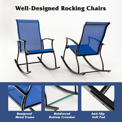 Costway 2 Pieces Outdoor Rocking Chairs Patio Cozy Rockers w/Breathable Backrest - 9