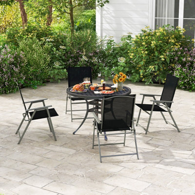Chaise Exterieur SWITTE Set Of 2 Cream Folding Patio Chairs - Textilene ...