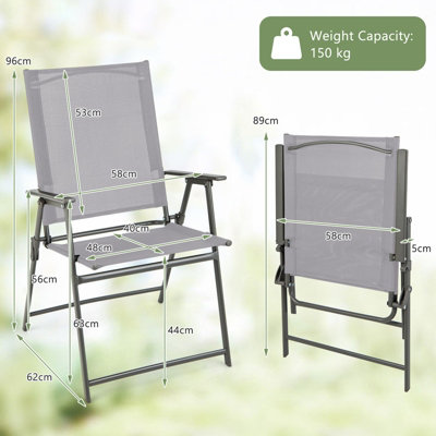 Costway 2 Pieces Patio Folding Chairs Outdoor Portable Dining Chairs with Armrests - 3