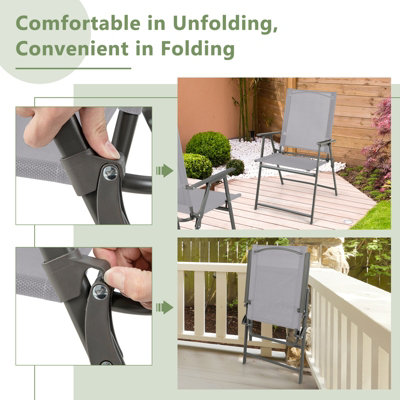 Costway 2 Pieces Patio Folding Chairs Outdoor Portable Dining Chairs with Armrests - 7