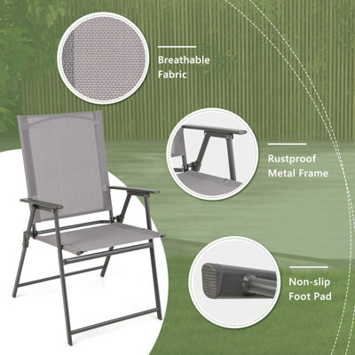 Costway 2 Pieces Patio Folding Chairs Outdoor Portable Dining Chairs with Armrests - 8