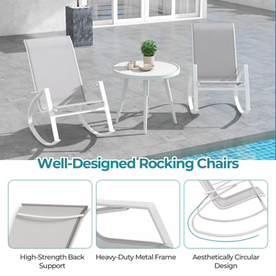 Costway 2 Pieces Patio Rocking Chairs Outdoor Sling Fabric Rockers w ...