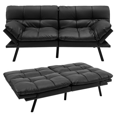 Costway 2 Seat Convertible Loveseat Sofa Bed Memory Foam Sleeper Couch ...