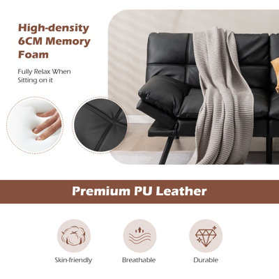 Costway 2 Seat Convertible Loveseat Sofa Bed Memory Foam Sleeper Couch ...
