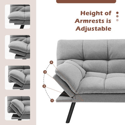 Costway 2 Seat Convertible Loveseat Sofa Bed Memory Foam Sleeper Couch ...