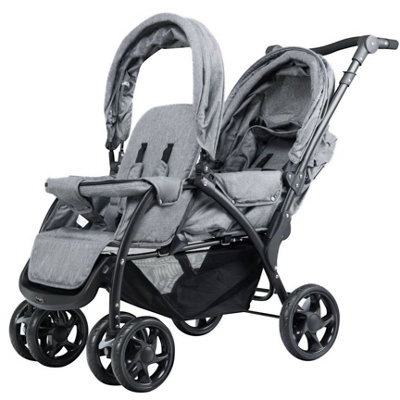 Costway 2 Seat Foldable Baby Stroller w Adjustable Backrest Push Handle Safety Belts Wheels