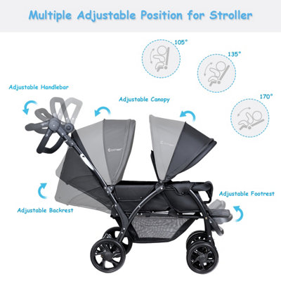 Costway 2-in-1 Foldable Baby Stroller | Adjustable Seats & Canopy |  Non-Toxic Oxford Cover | Black