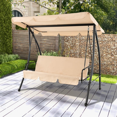 Costway 2-Seat Outdoor Patio Hammock Convertible Swing Chair Glider w/ Flat Bed