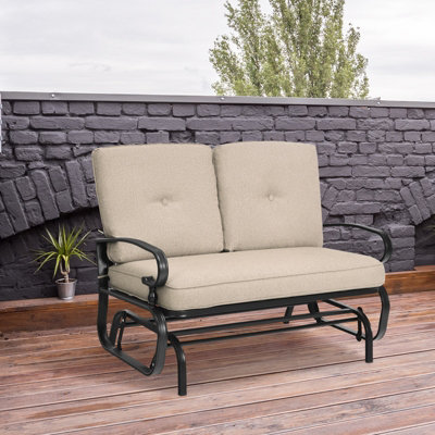 Costway 2 Seater Outdoor Bench Swing Glider Chair Loveseat W/ Comfortable Cushions - 7