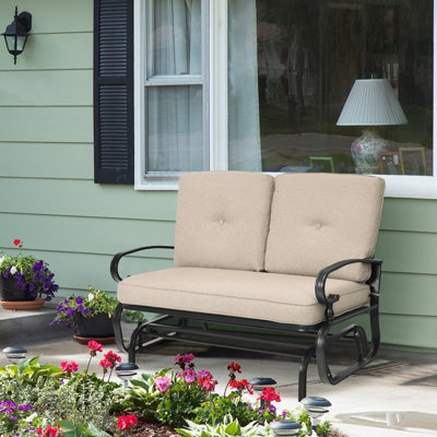 Costway 2 Seater Outdoor Bench Swing Glider Chair Loveseat W/ Comfortable Cushions - 8