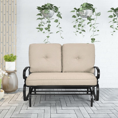 Costway 2 Seater Outdoor Bench Swing Glider Chair Loveseat W/ Comfortable Cushions - 9