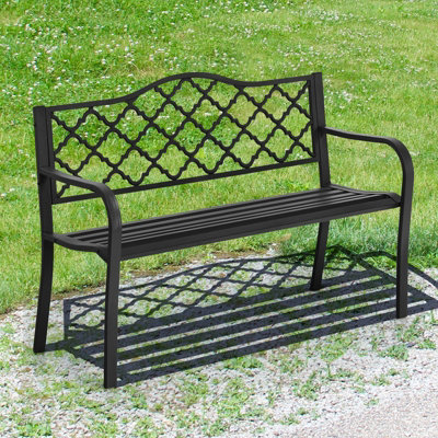 Costway 2 Seater Patio Garden Bench Outdoor Elegent Loveseat W/ Ergonomic Backrest