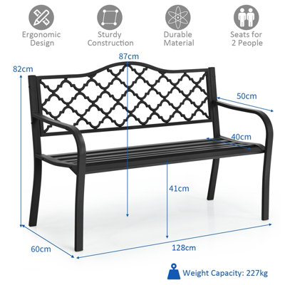 Costway 2 Seater Patio Garden Bench Outdoor Elegent Loveseat W/ Ergonomic Backrest - 3