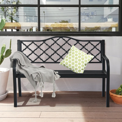 Costway 2 Seater Patio Garden Bench Outdoor Elegent Loveseat W/ Ergonomic Backrest - 4