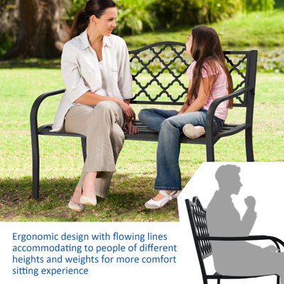 Costway 2 Seater Patio Garden Bench Outdoor Elegent Loveseat W/ Ergonomic Backrest - 6