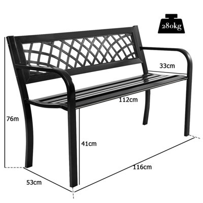 Costway 2 Seater Patio Garden Bench Outdoor Weatherproof Metal Loveseat W/ Backrest