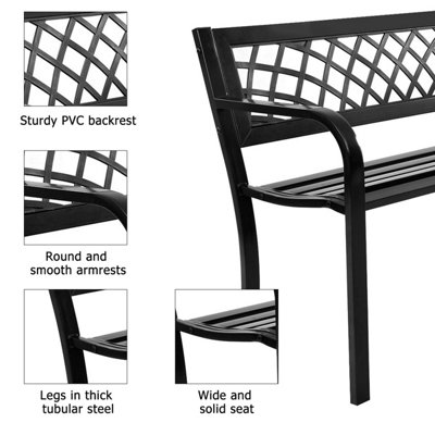 Costway 2 Seater Patio Garden Bench Outdoor Weatherproof Metal Loveseat W/ Backrest - 5